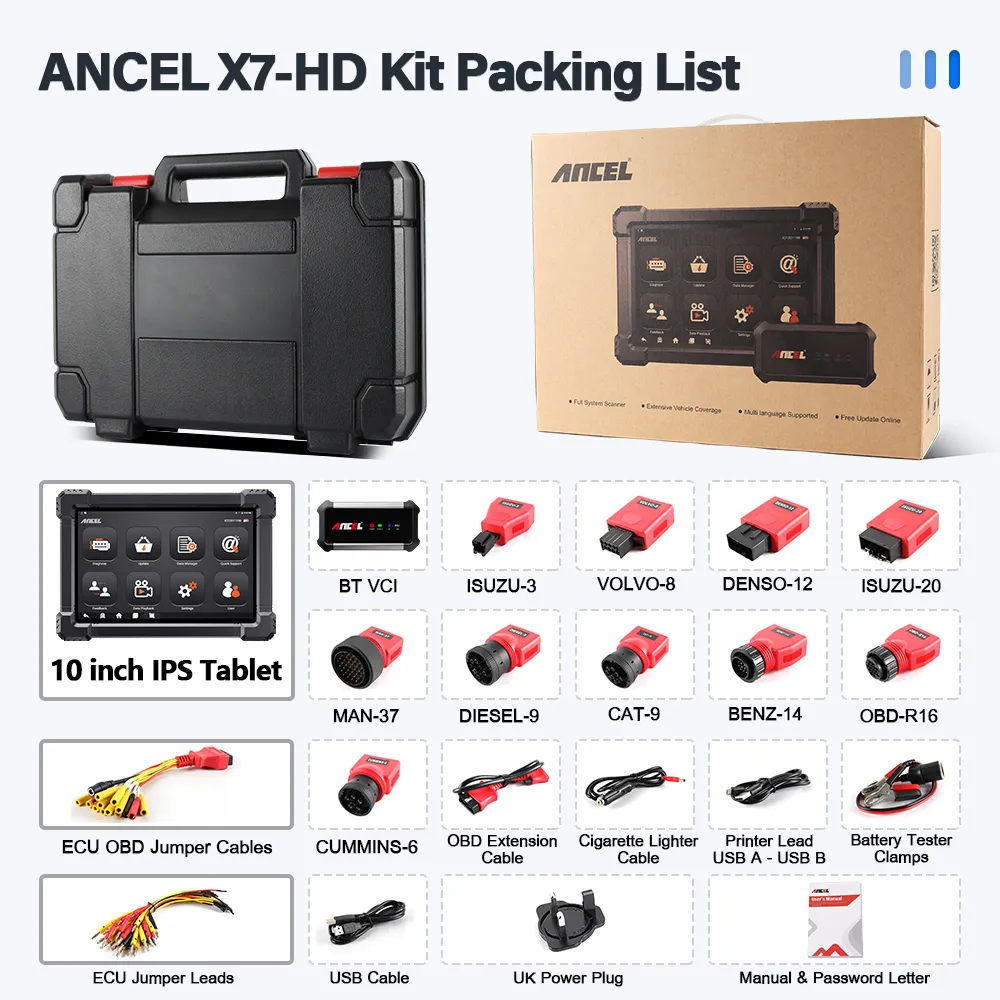 Ancel X7 OBD Diagnostic Tool Heavy Duty Truck Full System Diagnostic Scanner Coding programming - Image 2