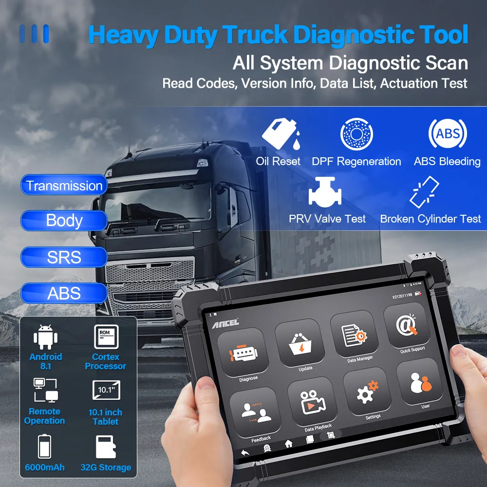 Ancel X7 OBD Diagnostic Tool Heavy Duty Truck Full System Diagnostic Scanner Coding programming - Image 4