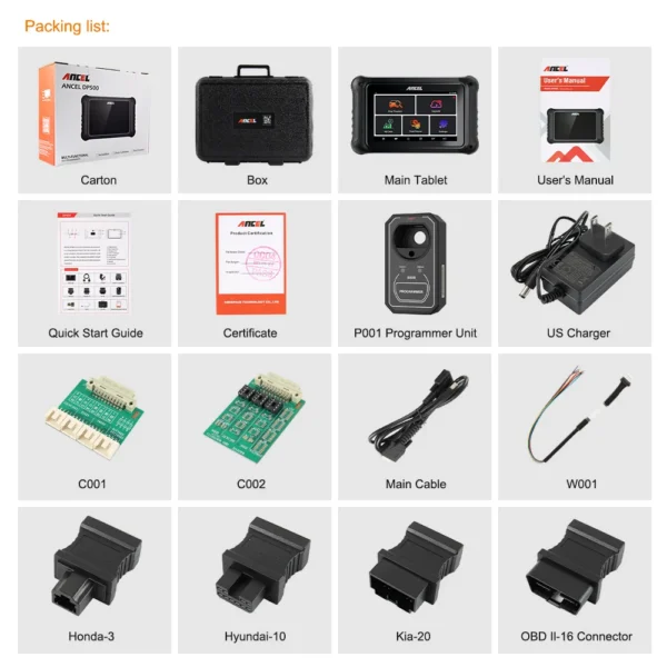 ANCEL DP500 Car Key Programmer IMMO Diagnostic Tool Odo Instrument Cluster Adjustment ODO OBD2 Scanner Key Programming Tool - Image 9