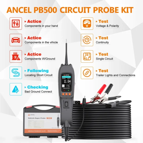 ANCEL PB500 Automotive Circuit Tester 12V 24V Voltage Power Scanner Power Circuit Probe Kit - Image 3