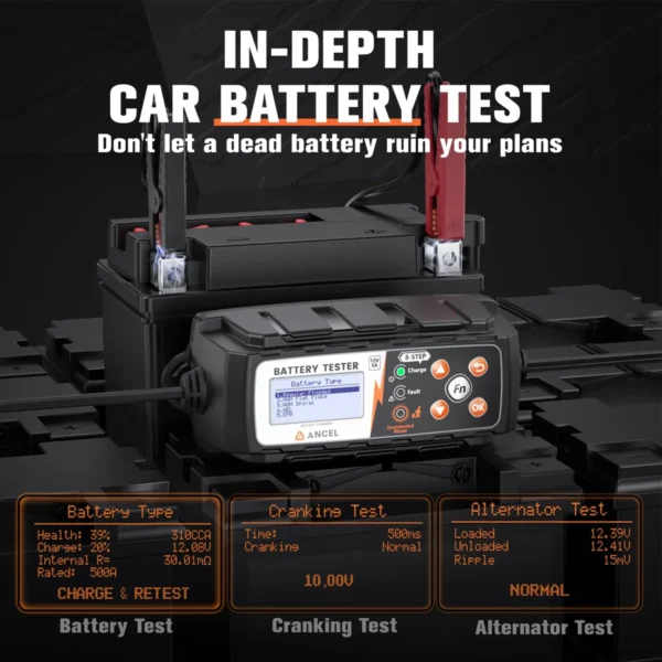 ANCEL BT521 12V Car Battery Tester Battery Charger Automative Maintenance Battery Analyzer Cranking Test Battery Charging Tool - Image 2