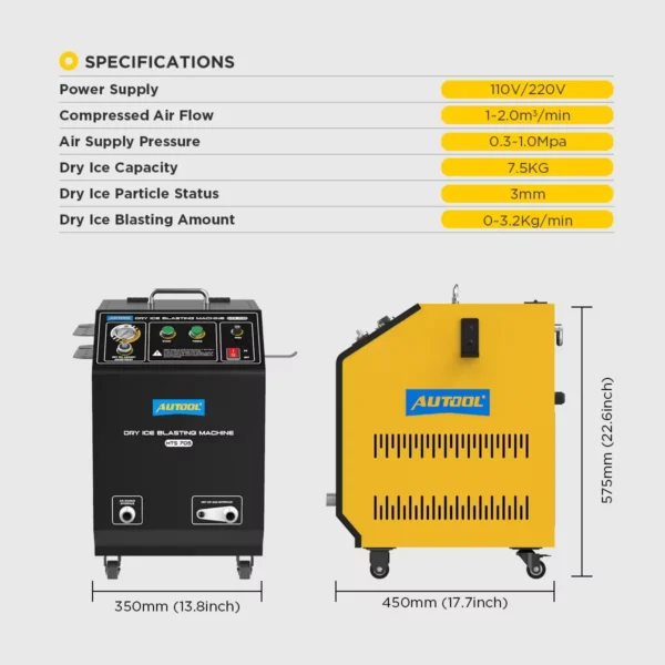 AUTOOL HTS705 Dry Ice Blast Cleaning Machine Engine Throttle Carbon Cleaner Crusher Pressure Washer machine 110V/220V - Image 7