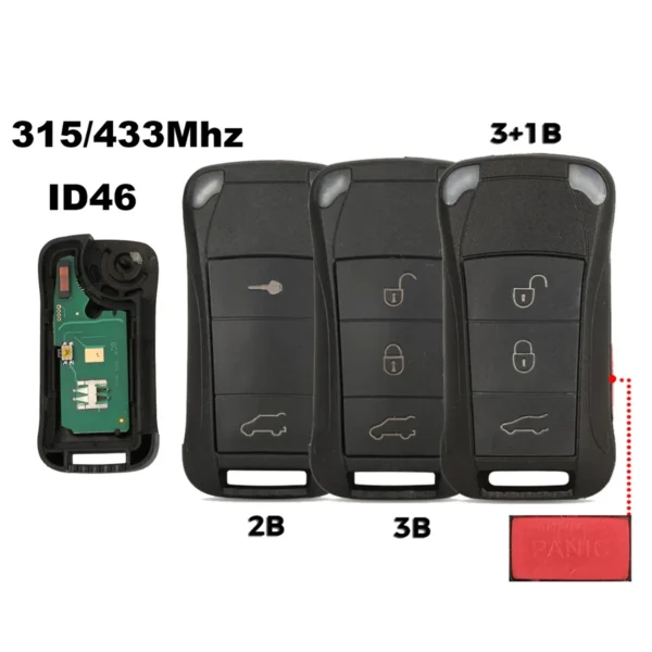 Car Key For Porsche Cayenne GTS 2/3/4 buttons Remote 315/433MHZ Flip Folding Car Key Shell ID46 PCF7946