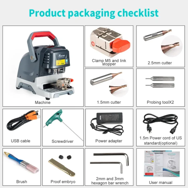 2024 Xhorse Dolphin XP-005 XP005 XP0501EN Key Cutting Machine With M5 Clamp - Image 6