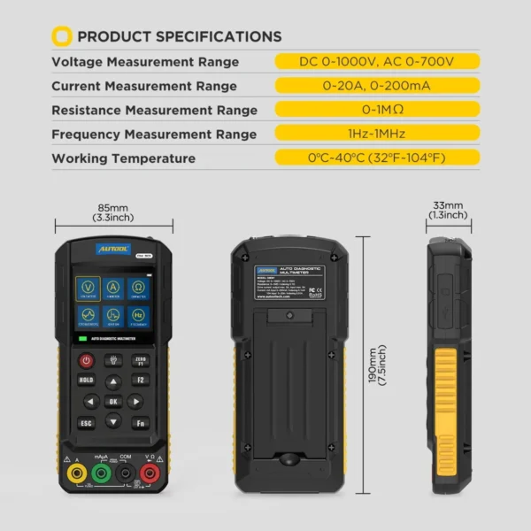 AUTOOL DM301 Auto Diagnostic Multimeter Car Circuit Tester Power Probe Oscilloscope/Diode/Ignition Pulse Signal Test pk BT280 - Image 5