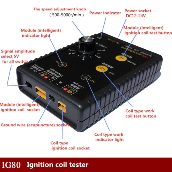 Original Automobile Ignition Coil Tester Car Gas Oil Petrol Vehicle Natural Gas 24V Gasoline 12V Coil Ignition Testing Tool IG80 - Image 3
