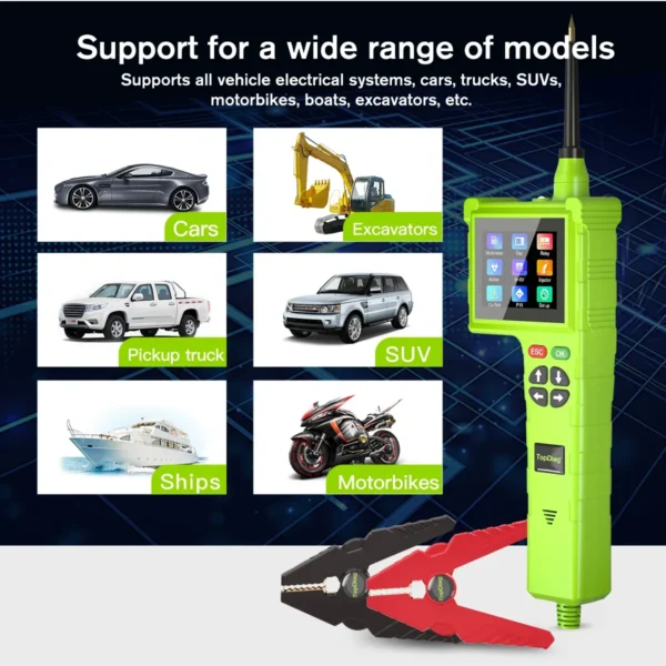 JDiag P200 Pro Smart Hook Master Edition Car Circuit Tester 9-48V Automotive Power Probe Electrical System Tester - Image 5