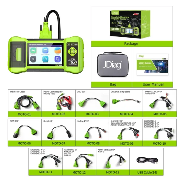 JDiag M300 Motorcycle Diagnostic Scanner Helps the Technician to Diagnose Problems and Make Repairs Faster M100PRO M200 - Image 2