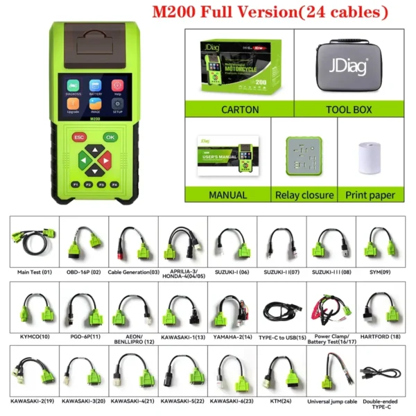 JDiag M200 Motorcycle Diagnostic Scanner Read Fault Battery Tester Code Analysis Real Time For BMW Yamaha Kawasaki Honda Suzuki - Full Version - Image 4
