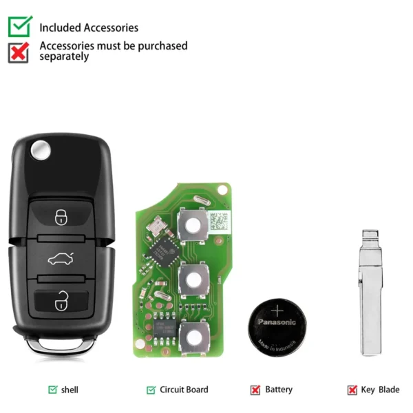Launch LK3-VOLWG-01 LK-Volkswagen Smart Key (Folding 3-Button-Black) 5pcs/lot - Image 2