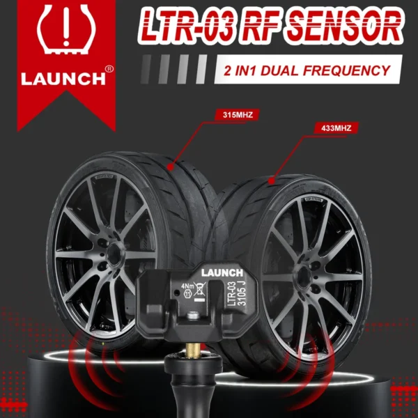 LAUNCH X431 TSGUN TPMS Tire Pressure Detector with 4pcs Launch LTR-01 RF Sensor 315MHz & 433MHz 2 in 1(Metal Valves/ Rubber Values) - Image 11