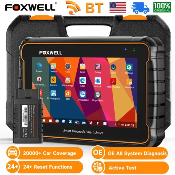 Foxwell GT60 OBD2 Professional Car Diagnostic Tool All System Biretional Test Oil EPB A/F 24 Reset ODB2 OBD2 Automotive Scanner