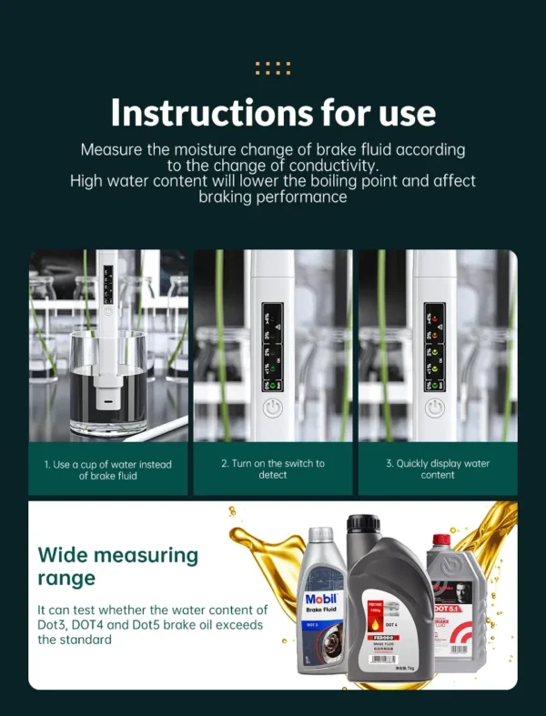 Universal Brake Fluid Tester With 5 LED Indicator Accurate Liquid Detector for DOT3/DOT4/DOT5 Car Accesories - Image 5