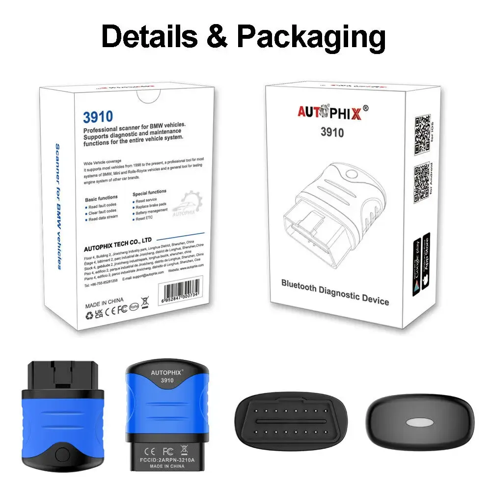 AUTOPHIX 3910 Bluetooth OBD2 Scanner For BMW/MINI/Rolls Royce Car Diagnostic Scan Tool EPB CBS ETC Battery Check Free Update - Image 2