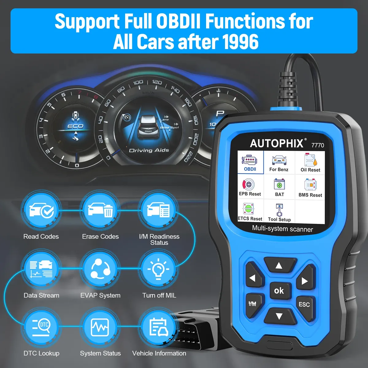 AUTOPHIX 7770 OBD2 Scanner Full Systems for Mercedes Benz DPF Oil Reset TPMS ABS EPB Car Diagnostic Tool Battery Resgistration - Image 2