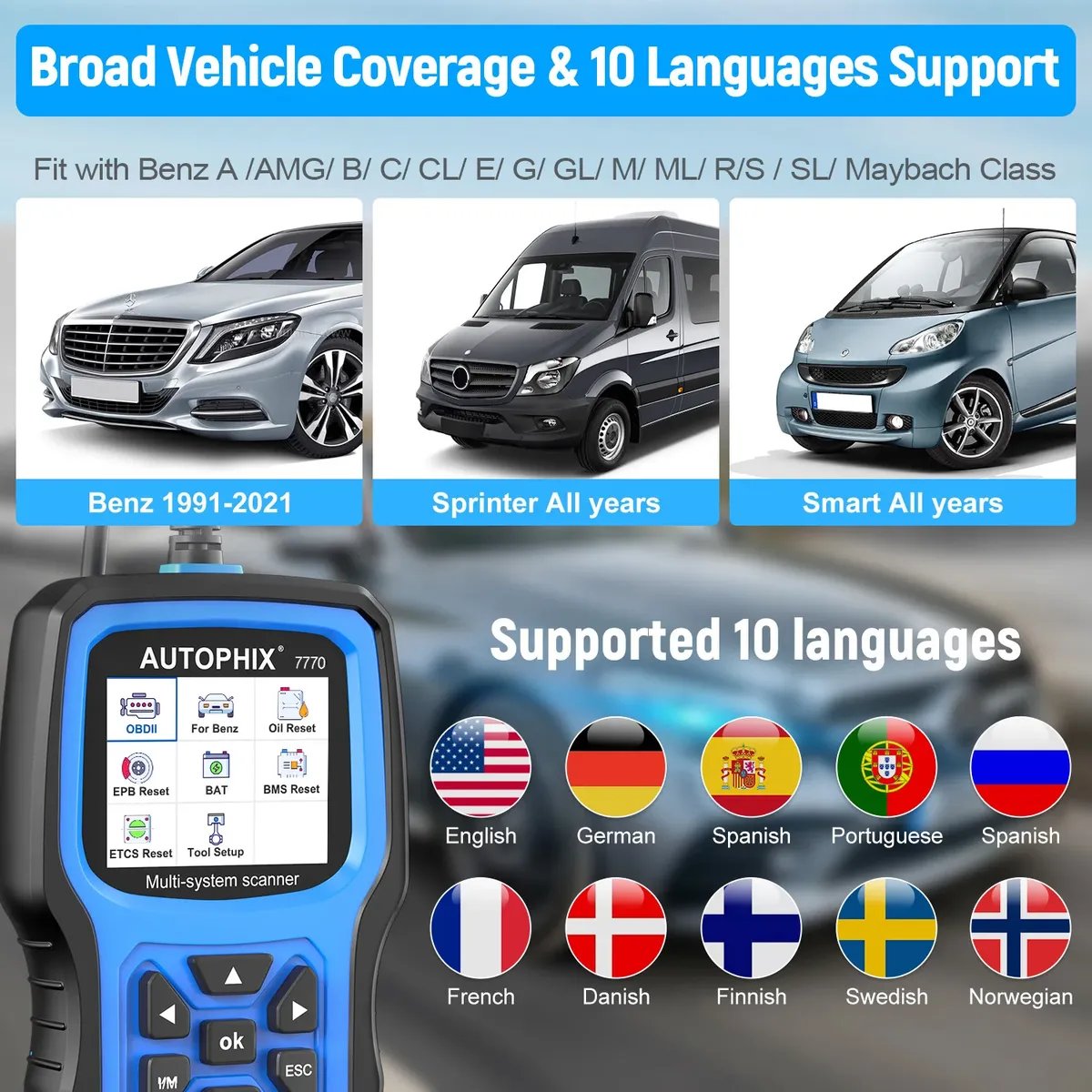 AUTOPHIX 7770 OBD2 Scanner Full Systems for Mercedes Benz DPF Oil Reset TPMS ABS EPB Car Diagnostic Tool Battery Resgistration - Image 4