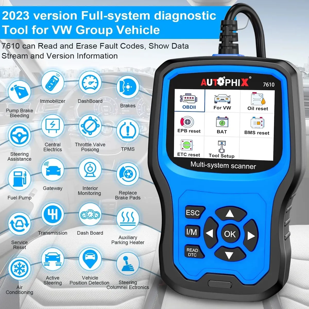 AUTOPHIX 7610 OBD2 Automotive Scanner All System Code Reader Oil DPF ABS SRS Reset OBD2 Car Diagnostic Tools for VW Audi Skoda - Image 3