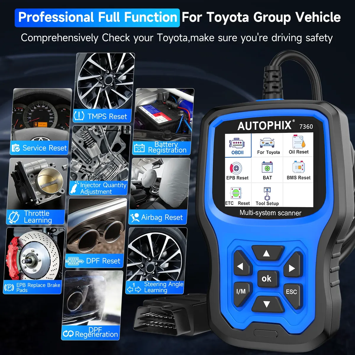 AUTOPHIX 7360 OBD2 Scanner for TOYOTA for LEXUS for Scion All System Car Diagnostic Tool Engine ABS EPB SRS BMS Oil BAT Reset - Image 4