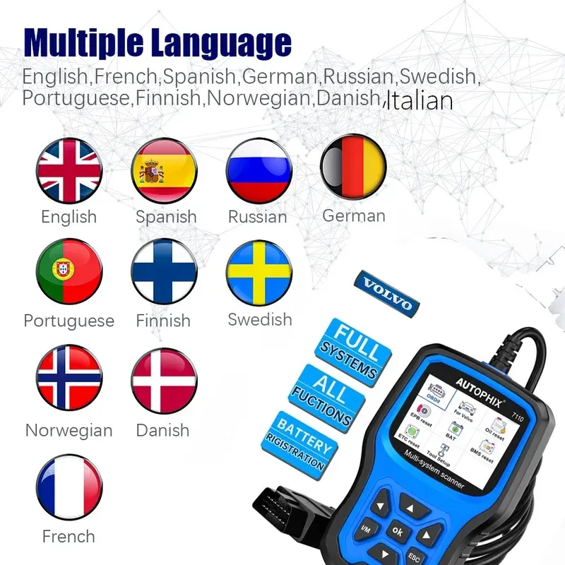AUTOPHIX 7110 OBD2 Scanner Diagnostic Scan Tool For Volvo Full Systems Car Code Reader Battery Check For All Volvo After 1996 - Image 5