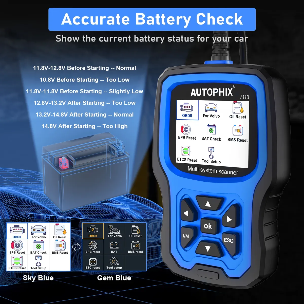 AUTOPHIX 7110 OBD2 Scanner Diagnostic Scan Tool For Volvo Full Systems Car Code Reader Battery Check For All Volvo After 1996 - Image 6
