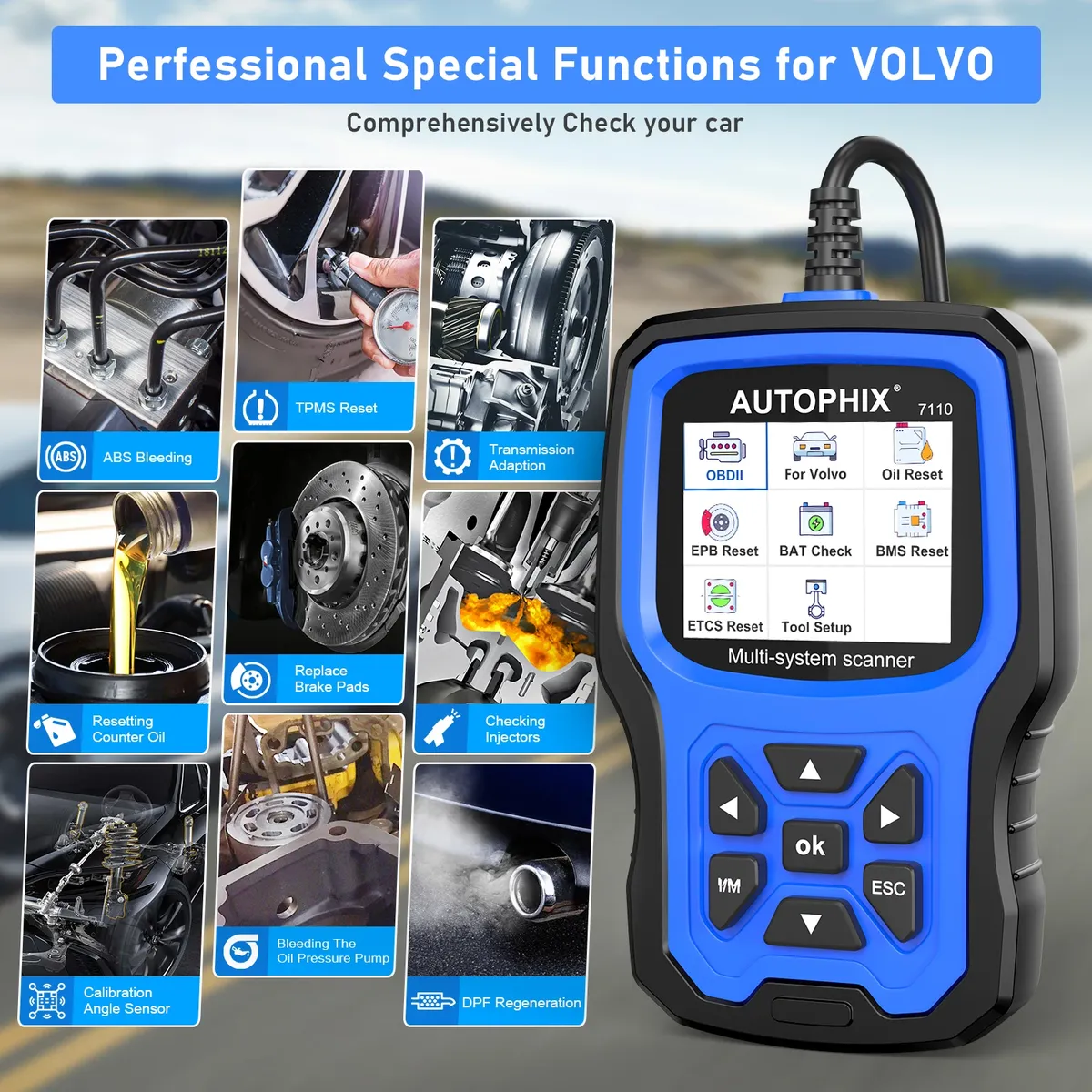 AUTOPHIX 7110 OBD2 Scanner Diagnostic Scan Tool For Volvo Full Systems Car Code Reader Battery Check For All Volvo After 1996 - Image 7