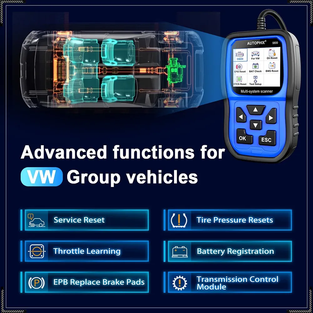 Autophix 5600 Professional OBD2 Full System Automotive Scanner Code Reader Airbag ABS EPB Oil Reset Car Diagnostic Tool For VW - Image 4