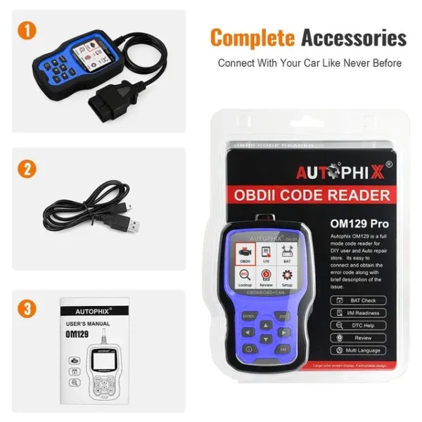 AUTOPHIX OM129 Pro 2 IN 1 OBD2 Automotive Scanner Code Reader 6/12V Car Battery Tester Car Diagnostic Tools Battery Load Tester - Image 3