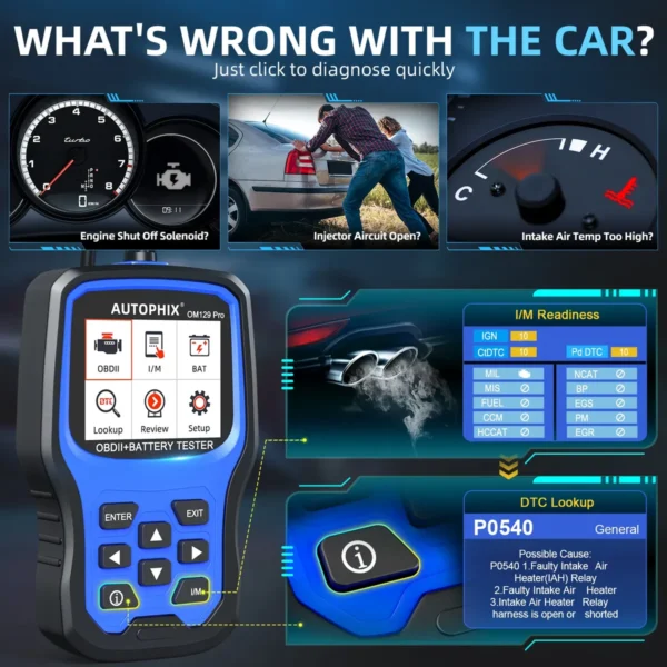 AUTOPHIX OM129 Pro 2 IN 1 OBD2 Automotive Scanner Code Reader 6/12V Car Battery Tester Car Diagnostic Tools Battery Load Tester - Image 5