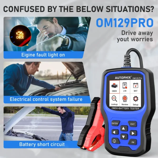 AUTOPHIX OM129 Pro 2 IN 1 OBD2 Automotive Scanner Code Reader 6/12V Car Battery Tester Car Diagnostic Tools Battery Load Tester - Image 6