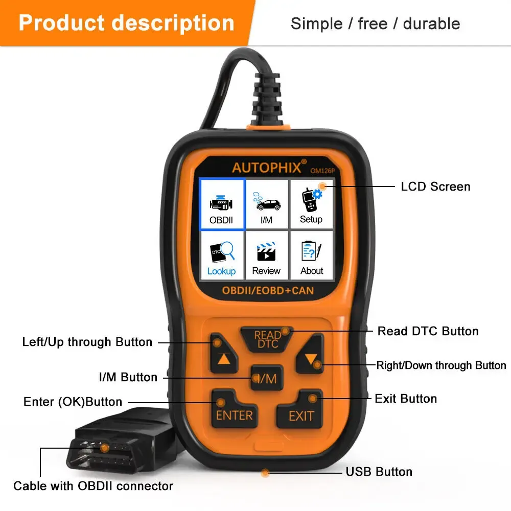AUTOPHIX OM126P OBD2 Scanner Enhanced Code Reader Auto Diagnostic Check Engine Light for All OBDII Car After 1996 - Image 3