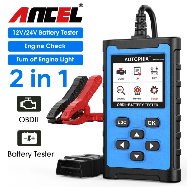Autophix BAS300 Plus 6/12/24V Battery Tester OBD2 Engine Check 2-in-1 Automotive Scanner Code Reader OBD 2 Car Diagnostic Tools - Image 4