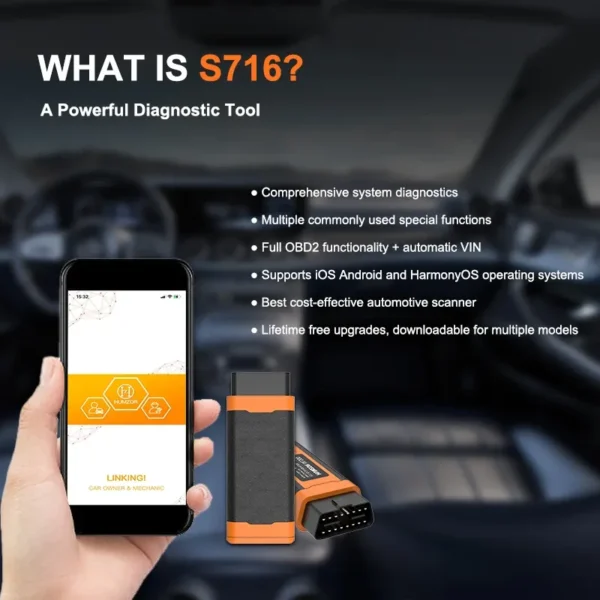 Original Humzor S716 Obd2 Scanner Cars 17+ Reset Services ABS/DPF/SAS/Oil Reset Automotive Diagnostic Tools - Image 3