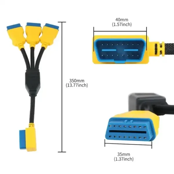 AUTOOL 35CM OBD2 Splitter Cable 1 to 3 Converter Adapter 16pin OBDII Male to Female Extension Cord Connection - Image 2
