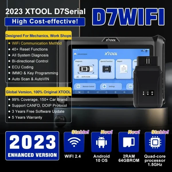 XTOOL D7W D7 WIFI Bi-directional All Systems Diagnostic & Key Programmer Support ECU Coding CAN FD & DOIP - Image 5