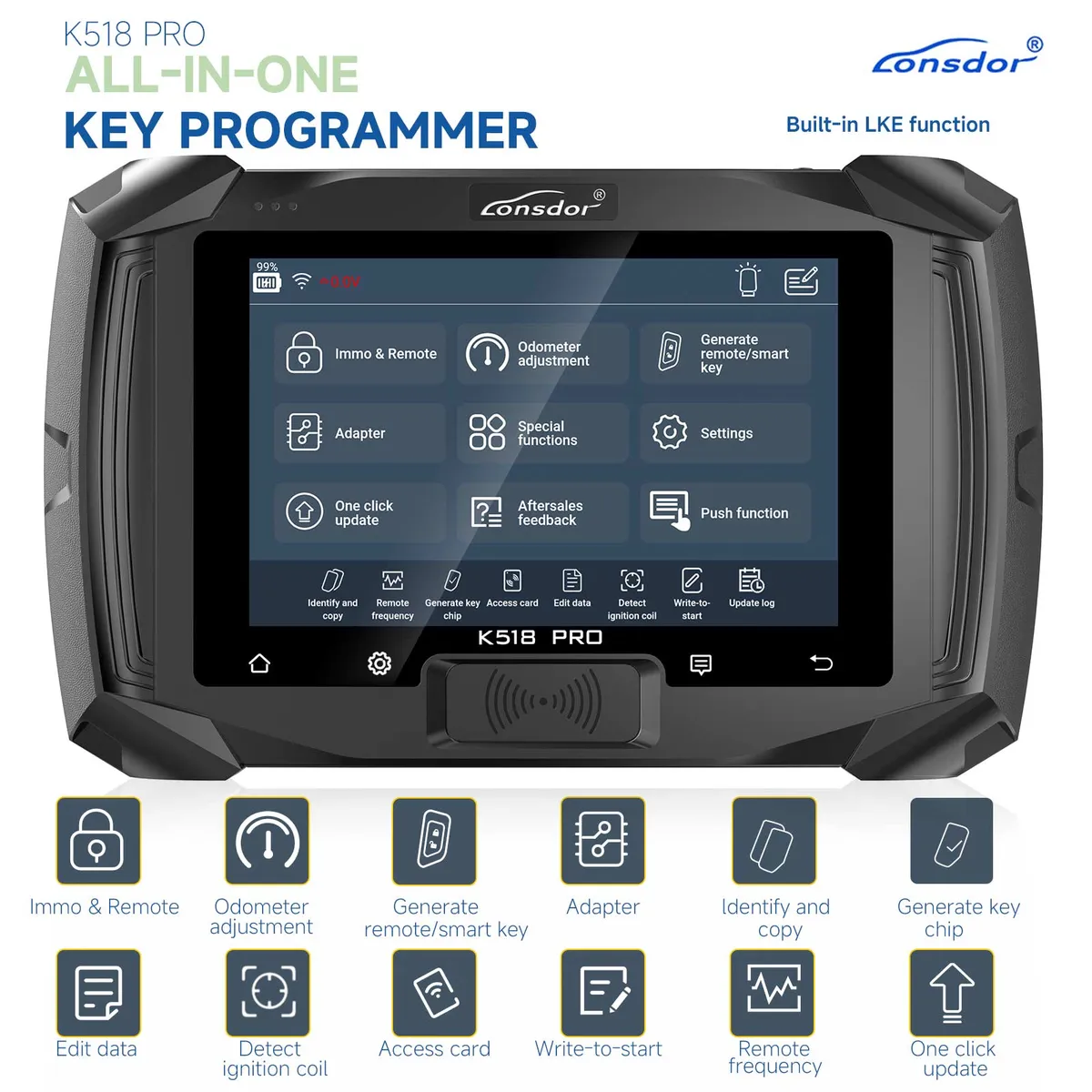 2024 Lonsdor K518 PRO Full Version All In One Key Programmer with 2pcs LT20, Toyota FP30 Cable, Nissan 40 BCM Cable, JCD, JLR and ADP Adapter - Image 12