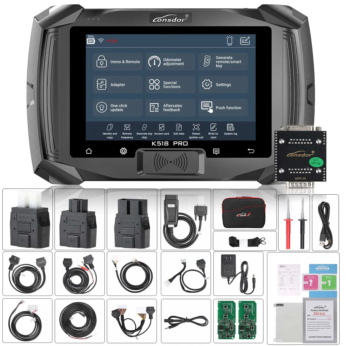2024 Lonsdor K518 PRO Full Version All In One Key Programmer with 2pcs LT20, Toyota FP30 Cable, Nissan 40 BCM Cable, JCD, JLR and ADP Adapter - Image 4