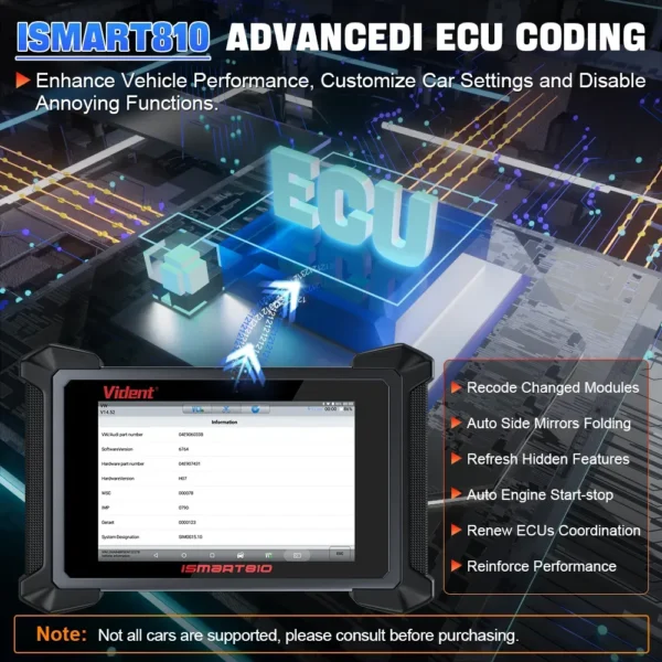 VIDENT ISMART810 Car Diagnostic Tool Bluetooth Scanner Active Test ECU Coding Key Programming 40 Resets With DoIP&CAN FD - Image 6