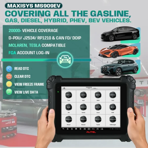Autel MaxiSys MS909EV Intelligent EV Diagnostics Tools EV High-Voltage System & Battery Pack Analysis ECU Coding/Programming - Image 4