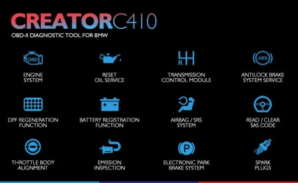 Creator C410 Scan Tool Professional OBD2 Scanner Code Reader for BMW ,Mini Cooper Replacement of C110 C310 - Image 4