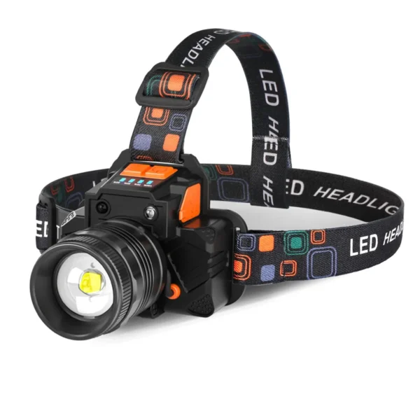 LED Headlamp Big Capacity Strong Light Rechargeable Waterproof Outdoor Night Fishing Long Range Flashlight Miner Lamp Camping Light Sensor Switch Mode - Image 3