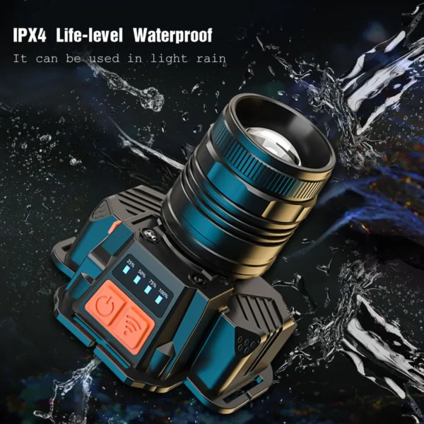 LED Headlamp Big Capacity Strong Light Rechargeable Waterproof Outdoor Night Fishing Long Range Flashlight Miner Lamp Camping Light Sensor Switch Mode - Image 8