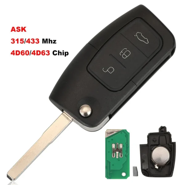 315/433MHz 2/3 Button 4D60/4D63 Keyless Entry Remote Key Fob For Fo-rd Focus Mondeo C Max S Max Galaxy Fiesta