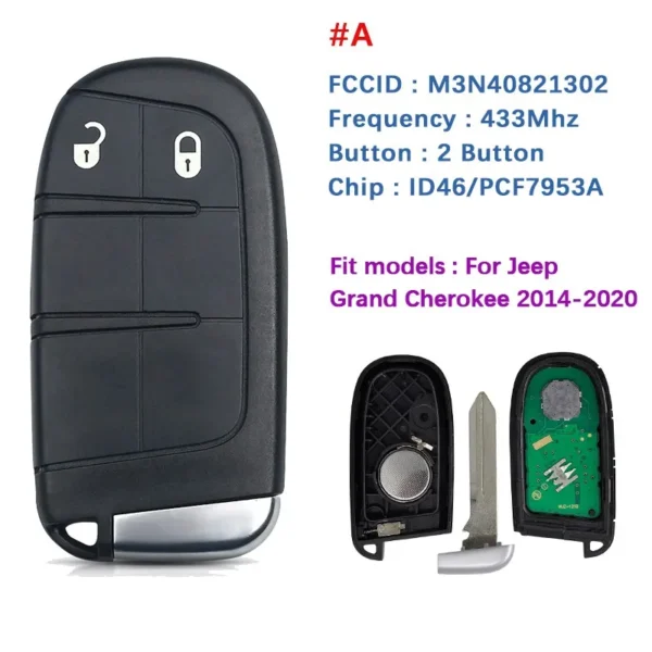 CN086042 Smart Keyless Key Fob For Jeep Grand Cherokee 2013-2020 Remote Replacement Fob 433MHz ID46 PCF7945 Chip M3N40821302 - Image 4