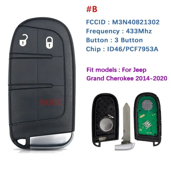 CN086042 Smart Keyless Key Fob For Jeep Grand Cherokee 2013-2020 Remote Replacement Fob 433MHz ID46 PCF7945 Chip M3N40821302 - Image 7