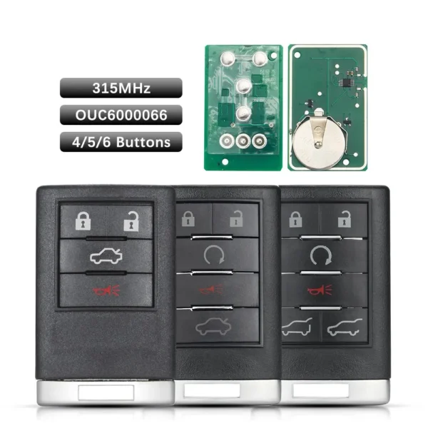 4/5/6 Buttons Replacement Car Suv Key For Cadillac Escalade ESV EXT 2007-2014 Keyless Fob OUC6000066 Car Remote Key 315Mhz
