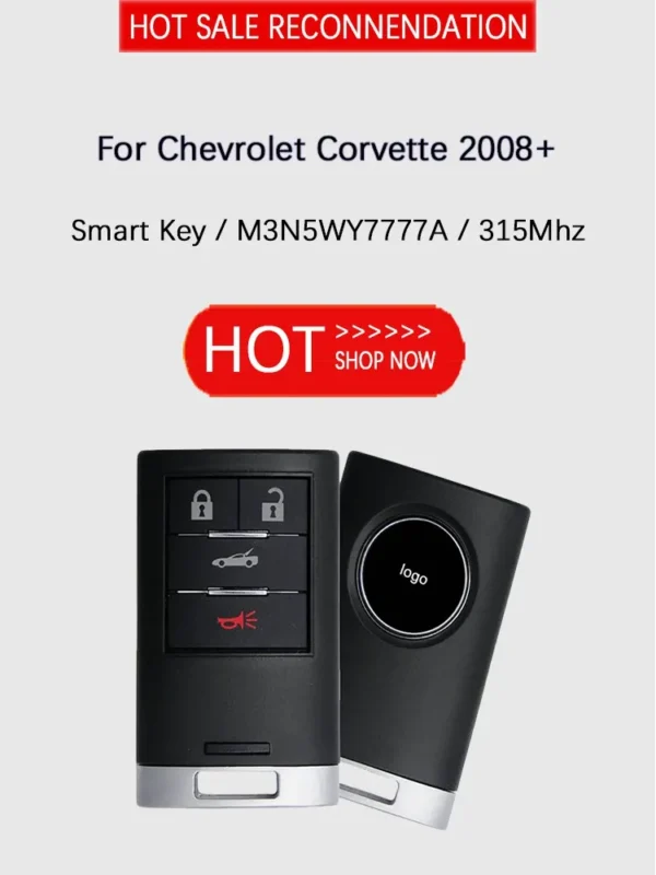 CN014081 Aftermarket Original 4 Button For Chevrolet Corvette 2008+ Smart Key 315MHz M3N5WY7777A PCF7952A Chip 25926479 25926480 - Image 3