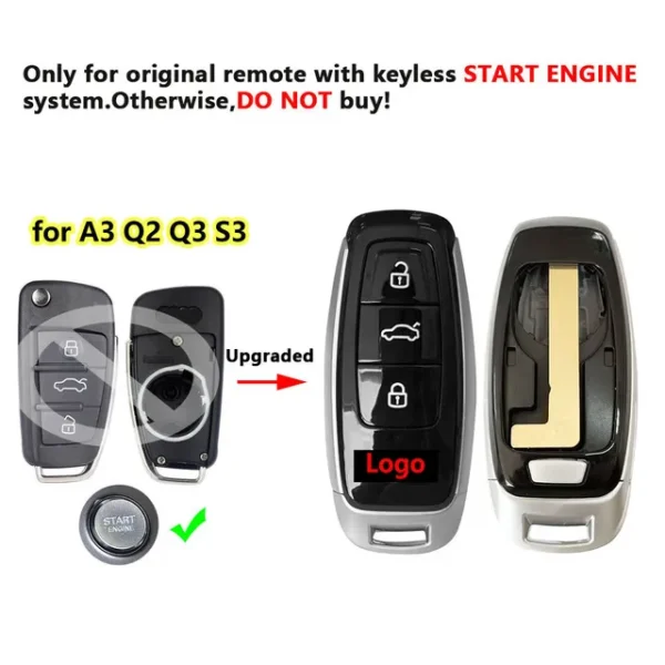 3 Buttons Smart Remote Car Key Shell For Audi A1 A4 A6 A8 Q2 Q3 Q5 Q7 R3 RS3 RS5 S1 TT - Image 9