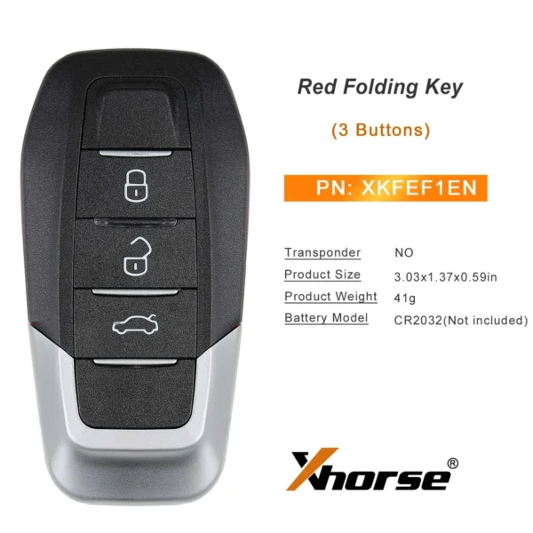 2023 XHORSE XKFEF1EN FA.LL Ferrari 3 Buttons Bright Red Folding Universal Remote Key 5pcs/lot - Image 3