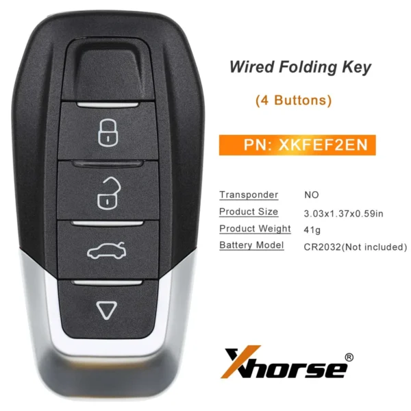 2023 XHORSE XKFEF2EN FA.LL Type Wired Folding Key 4 Buttons Bright Red Universal Remote Key 5pcs/lot - Image 2