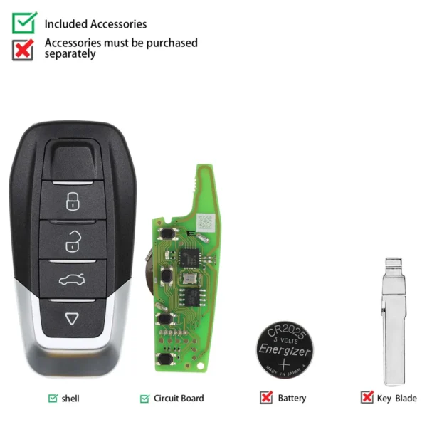 2023 XHORSE XKFEF2EN FA.LL Type Wired Folding Key 4 Buttons Bright Red Universal Remote Key 5pcs/lot - Image 4